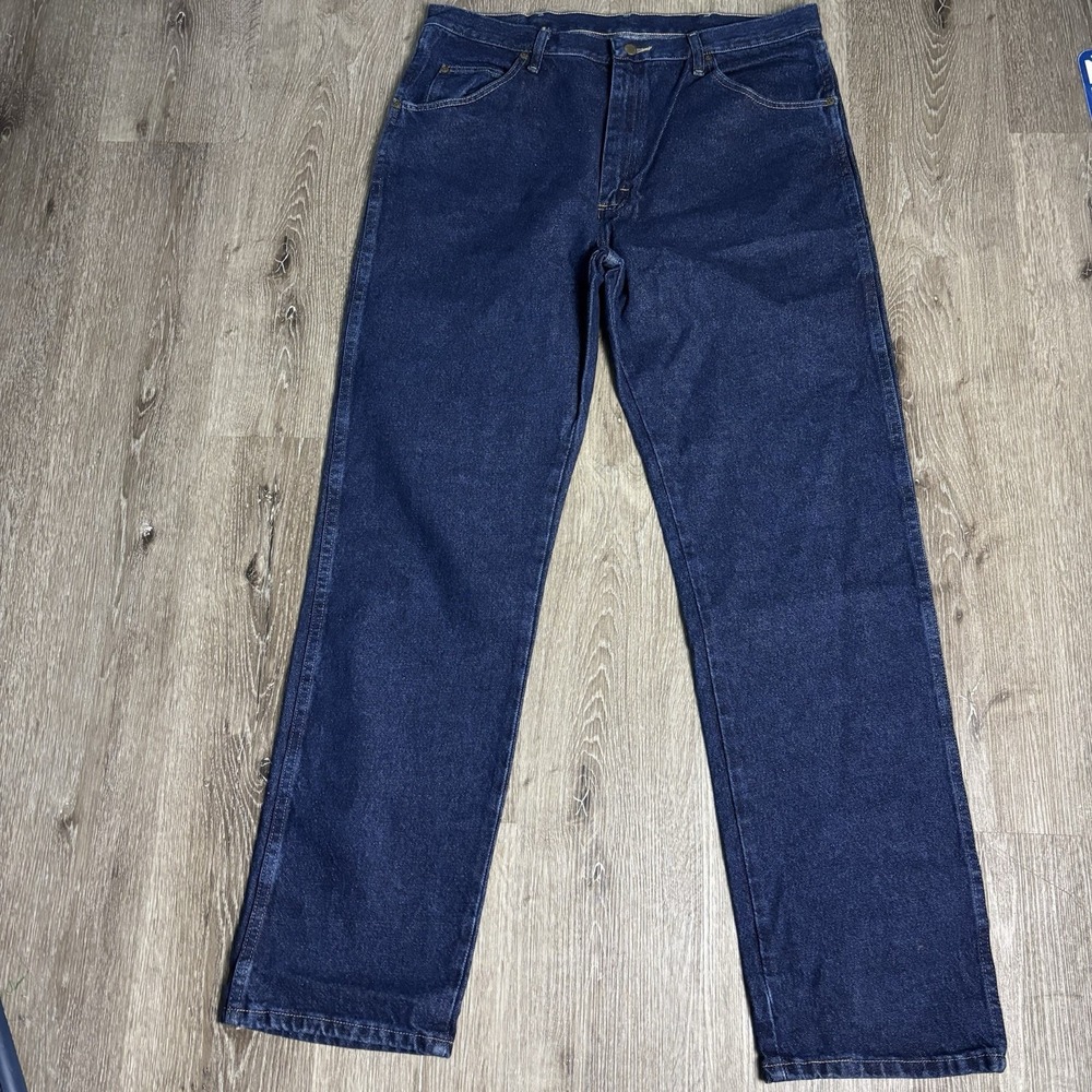 Wrangler 5‎ Star 100% Cotton Regular Fit 38x34 Dark Rinse Blue Jean NEW